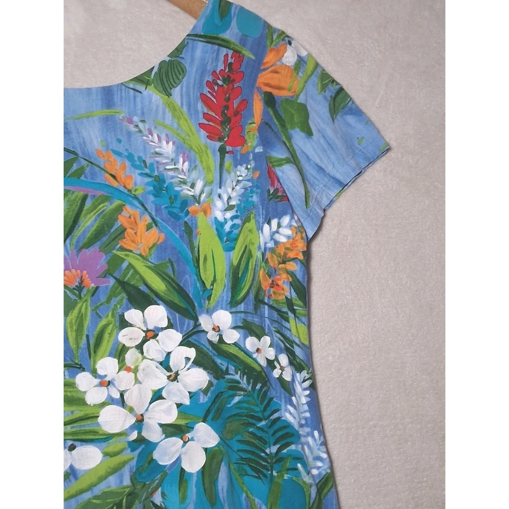 Jams World Tropic Garden Tiered Hattie Dress XXL Floral Rayon Made in Hawaii VTG - Picture 6 of 12
